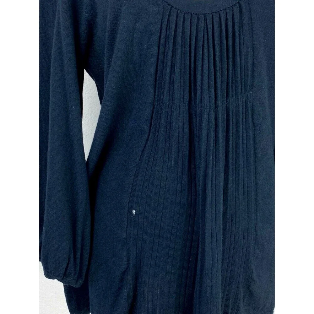 MK Black Knit Flared Balloon Sleeve Top Size M Quiet Luxury Boho Romantic